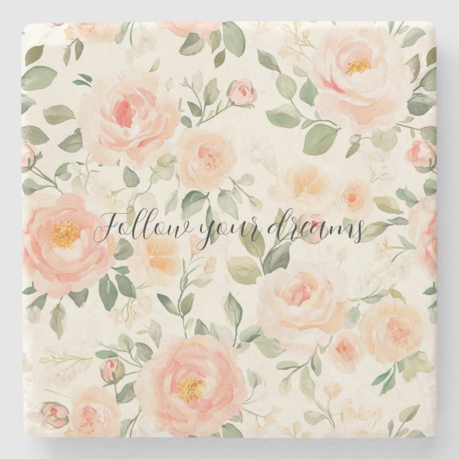 Pretty Cream Peach Floral Stenunderlägg (Framsidan)
