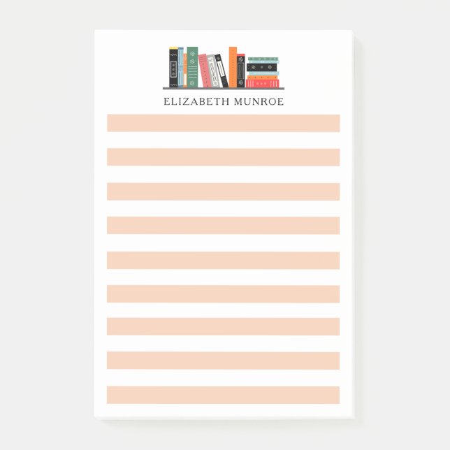 Pretty Custom Name Book Lover Post-it Block (Framsida)