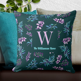 Pretty Dark Watercolor Floral Garden Personalized  Kudde