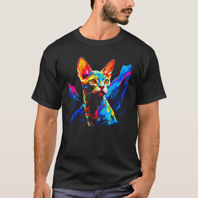 Pretty Devon Rex Cat T Shirt (Framsida)