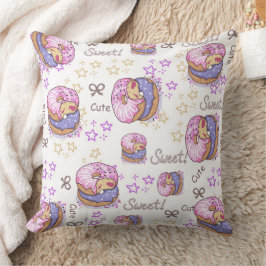 Pretty donuts Sweet pattern girly Purple White Kudde