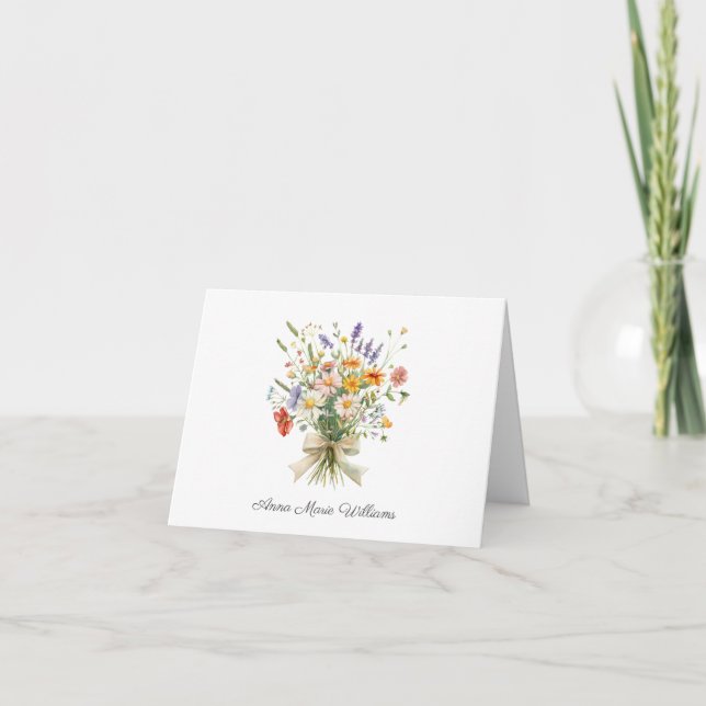 Pretty Elegant Floral Note Card Tack Kort (Framsida)