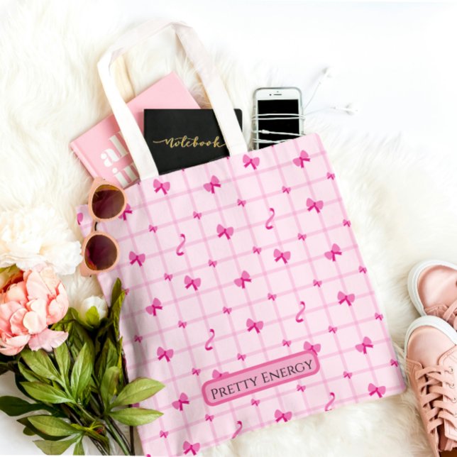 Pretty Energy Pink Aesthetic Tote Bag Tygkasse (Skapare uppladdad)