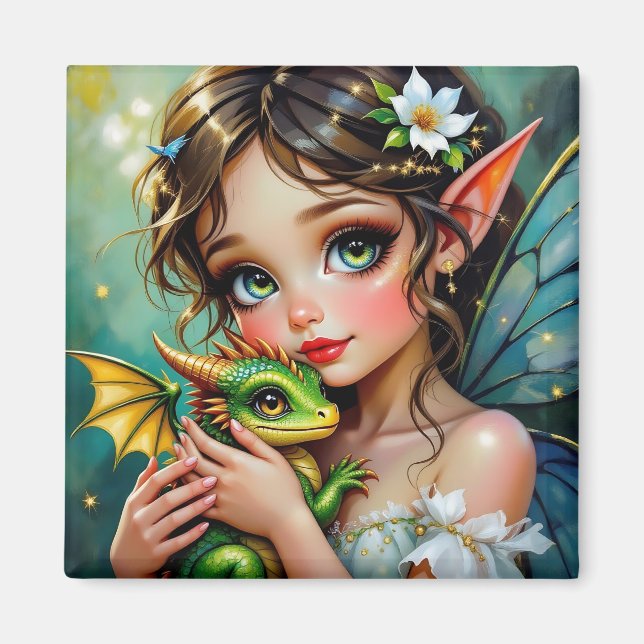 Pretty  Fairy and Dragon Themed Girl's   Magnet (Framsidan)