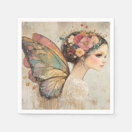 Pretty Fairy Boho Butterfly & Floral Pastel Pappersservett