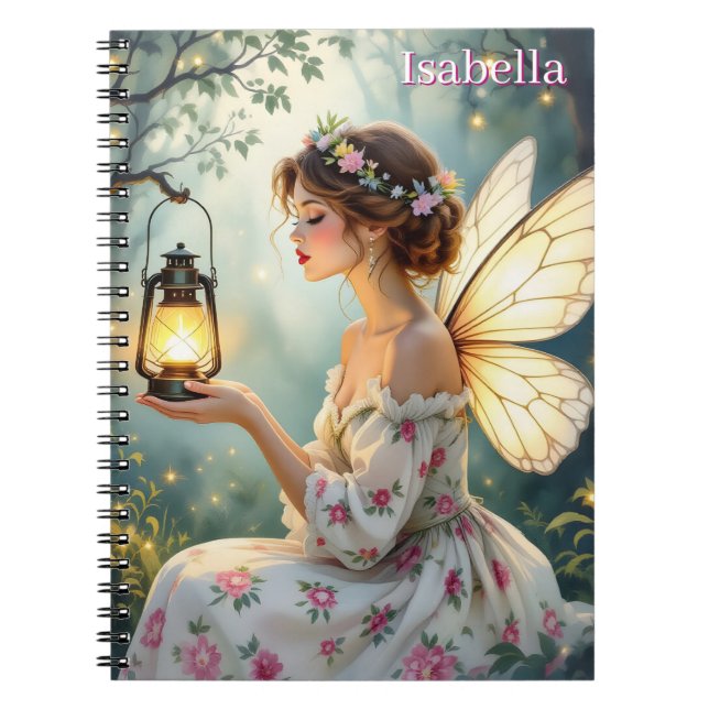 Pretty Fairy Themed Floral Fairytale Personalized Anteckningsbok (Framsidan)