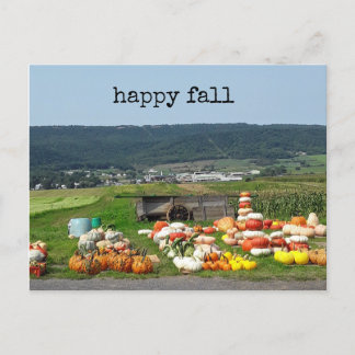 pretty fall pumpkin farm post card vykort