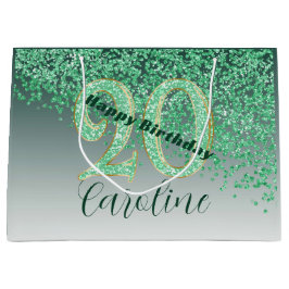 Pretty Falling Green Glitter 20th Birthday