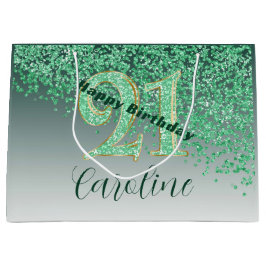 Pretty Falling Green Glitter 21st Birthday