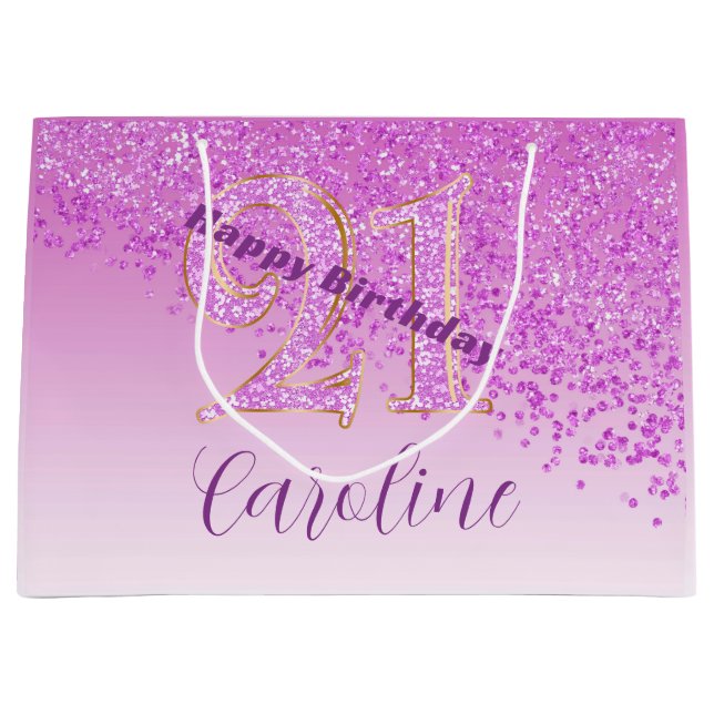 Pretty Falling Pink Glitter 21st Birthday (Framsidan)