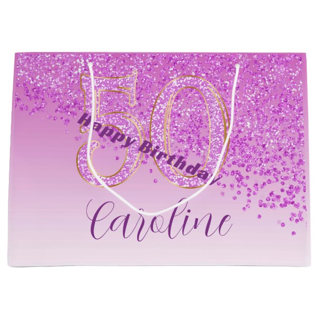 Pretty Falling Pink Glitter 50th Birthday (Framsidan)