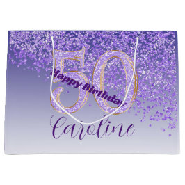 Pretty Falling Purple Glitter 50th Birthday