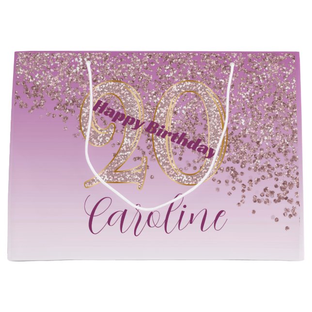 Pretty Falling Rose Gold Glitter 20th Birthday (Framsidan)