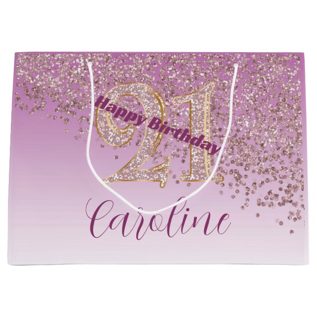 Pretty Falling Rose Gold Glitter 21st Birthday (Framsidan)