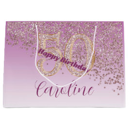 Pretty Falling Rose Gold Glitter 50th Birthday
