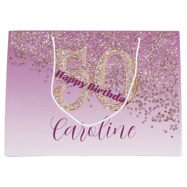 Pretty Falling Rose Gold Glitter 50th Birthday (Framsidan)