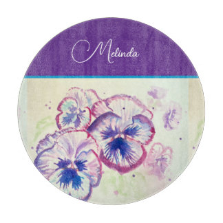 Pretty Floral Pastel Pansy Purple Watercolor Apron