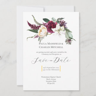 Pretty Floral Save the Date, Wedding Invitation Inbjudningar