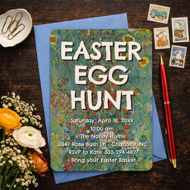Pretty Flower Easter Egg Hunt Invitation Inbjudningar (Skapare uppladdad)
