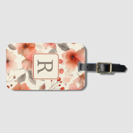 Pretty Flower Monogram Template Personalized Bagagebricka