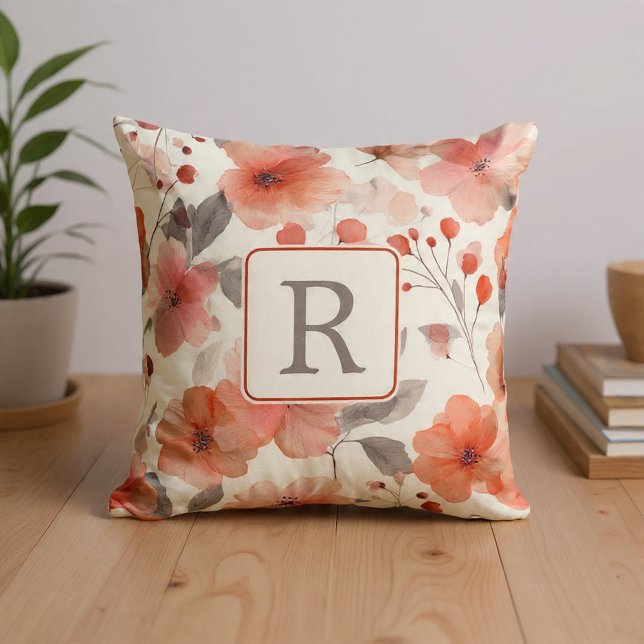 Pretty Flower Monogram Template Personalized Kudde (Pretty Flower Monogram Template Personalized Throw Pillow by Ricaso. Stunning and elegant. 
)