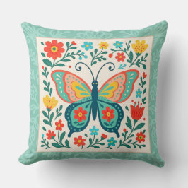 Pretty Folk Art Butterfly  Kudde