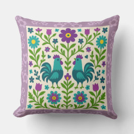 Pretty Folk Art Cockerel   Kudde