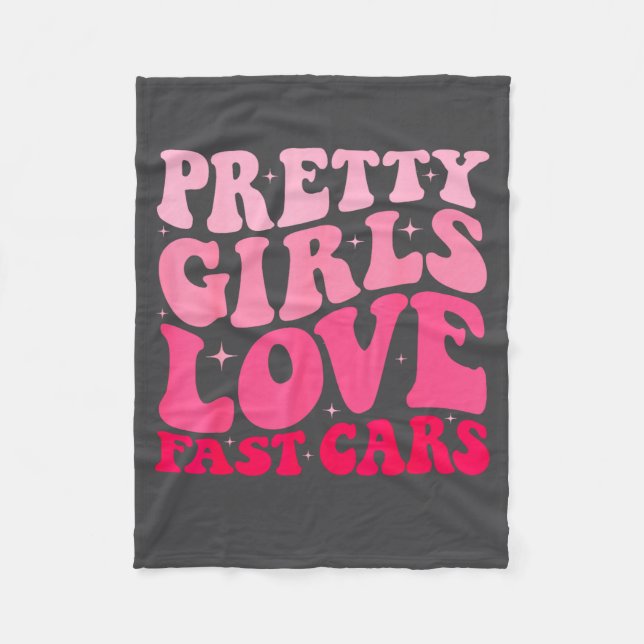 Pretty Girls Love Fast Funny Saying Jokes Retro Gr Fleecefilt (Framsidan)