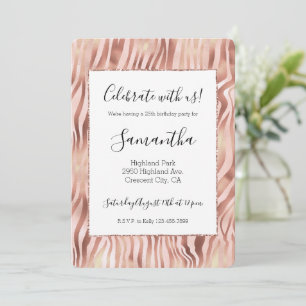 Pretty Girly Glam Rosa Persika Ros Zebrarandom Try Inbjudningar