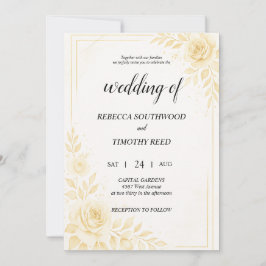Pretty Gold and White Wedding Invitation Inbjudningar