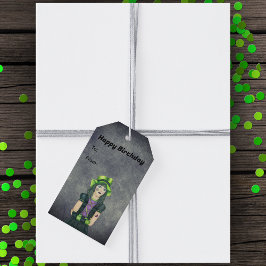 Pretty Goth Girl Green Hat Tattoos Birthday Grey Presentetikett