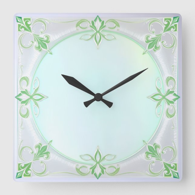 Pretty Green Wall Clock Fyrkantig Klocka (Framsida)