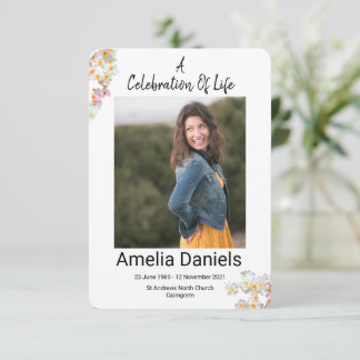 Pretty Hawthorn Celebration Of Life Photo Card Inbjudningar