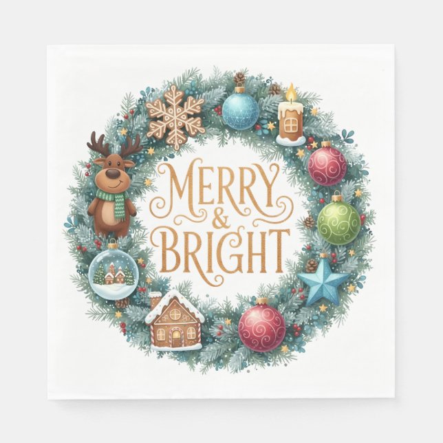 PRETTY HOLIDAY CHRISTMAS NEW YEAR WREATHS PAPPERSSERVETT (Framsidan)