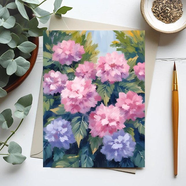 Pretty Hydrangea Blooms | Floral Watercolor Vykort (Skapare uppladdad)