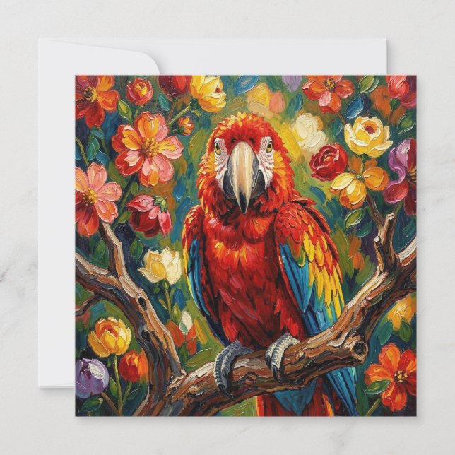 Pretty Impasto Macaw Parrot | Blank Kort (Framsida)