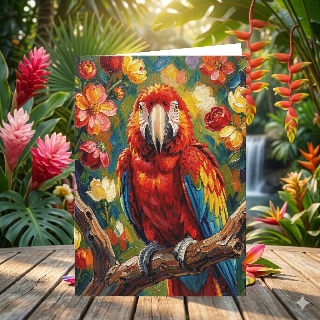 Pretty Impasto Macaw Parrot | Thinking About You Kort (Skapare uppladdad)