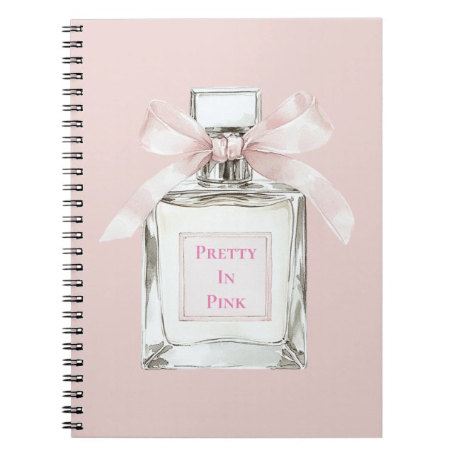 Pretty in Pink Blush Bow Perfume Bottle Anteckningsbok (Framsidan)