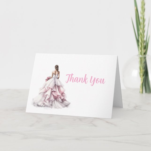 Pretty in Pink Bridal Shower Thank You Card Tack Kort (Framsida)