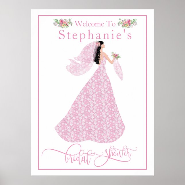 "Pretty In Pink" Brudtjejsolemn Welcome Poster (Framsidan)