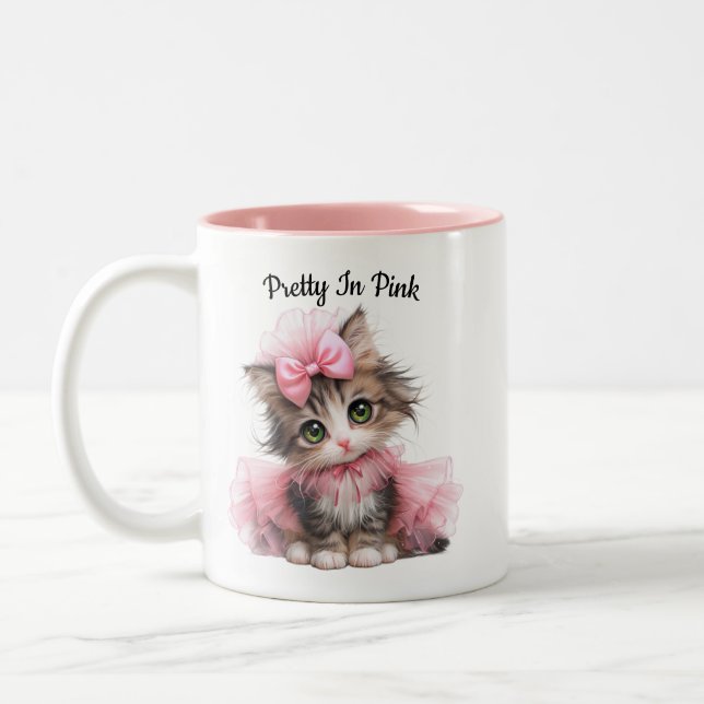 Pretty in Pink – Kitten Mug Två-Tonad Mugg (Vänster)