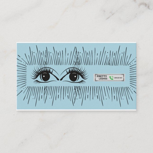 Pretty Lashes Modern Blå Minimalistisk Ögonillustr Rabattkort (Framsida)