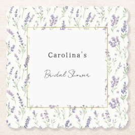 Pretty Lavender White Flowers Bridal Shower Underlägg Papper