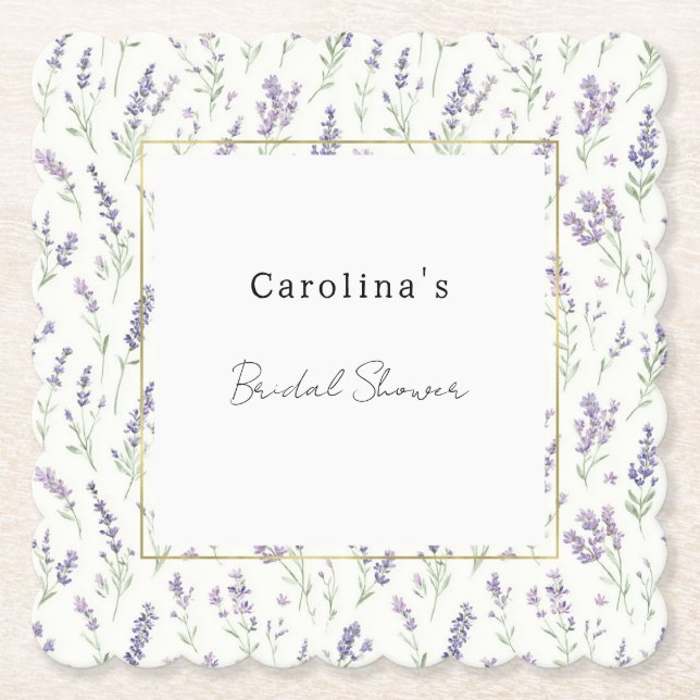 Pretty Lavender White Flowers Bridal Shower Underlägg Papper (Framsida)