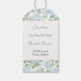 Pretty Light Blue White Flowers Bridal Shower Presentetikett