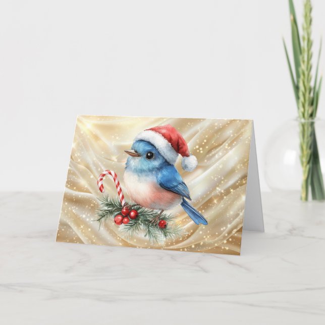 Pretty Little Bluebird Christmas Helgkort (Framsida)