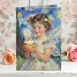 Pretty Little Fairy Girl & Butterfly Birthday Kort