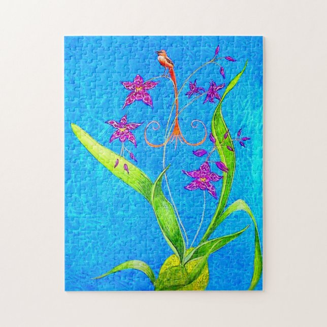 Pretty Little Orchid Bird  Pussel (Vertikal)