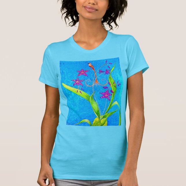 Pretty Little Orchid Bird  T Shirt (Framsida)