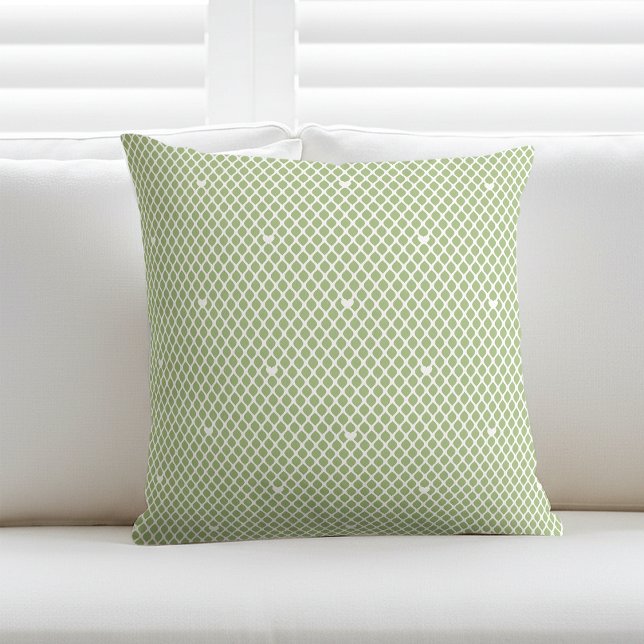Pretty Love Heart Lattice Mesh Green Modern Kudde (Skapare uppladdad)